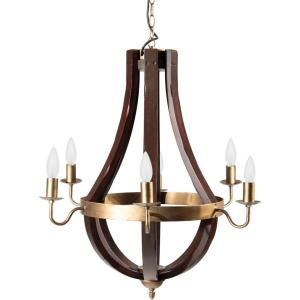 imageCreative CoOp Wood ampamp Metal Chandelier with Six LightbulbsDark Stained Finish