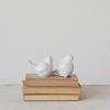 imageCreative CoOp Stoneware Bird Accent Decor with Dots White Set of 2
