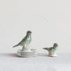 imageDecorative Debossed Stoneware Bird Figurines Set of 2 Styles Green