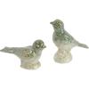 imageDecorative Debossed Stoneware Bird Figurines Set of 2 Styles Green
