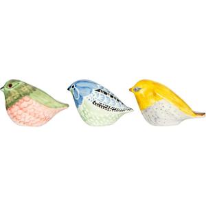 imageCreative CoOp Hand Painted Stoneware Bird Figurine Set of 3 Colors