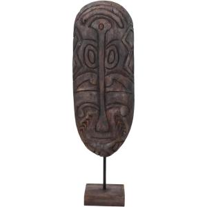imageCreative CoOp HandCarved Mango Wood Mask on Stand Dark Finish Figurine 8quot L x 5quot W x 22quot H Black