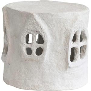 imageCreative CoOp Handmade Paper Mache House White Decorative Pedestal Ivory