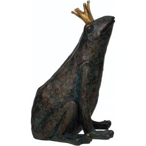 imageCreative CoOp Resin Frog with Gold Crown Patina Finish Figurine 9quot L x 9quot W x 12quot H Black