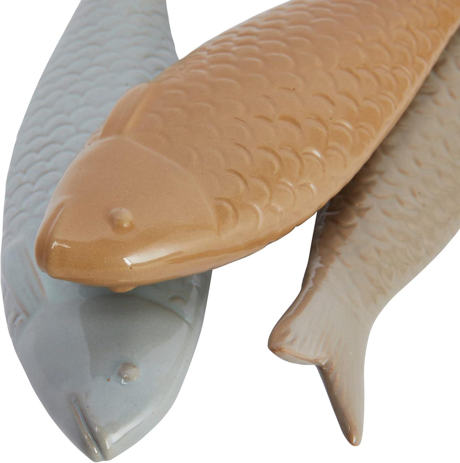 imageCreative CoOp Decorative Embossed Stoneware Fish Set of 3 Colors Dcor Multi