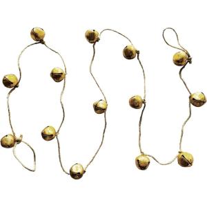 imageCreative CoOp Handmade Metal Bell Garland on Jute Rope Gold Finish