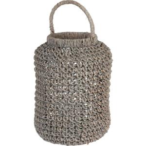 imageCreative CoOp Large Whitewashed Woven Water Hyacinth Lantern with Glass Insert ampamp HandleMedium