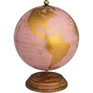 imageCreative CoOp Metal and Plastic Globe on Mango Wood Stand Pink Gold and Natural