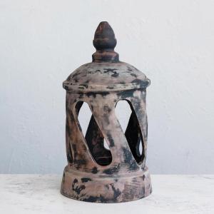 imageCreative CoOp Round TerraCotta Lantern with Patina Finish Multicolor