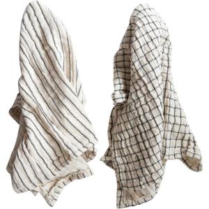 imageCreative CoOp Blue ampamp White Cotton Tea Towel Set of 2 Patterns