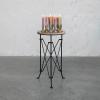 imageCreative CoOp Modern Metal Round Coffee Table with Marble Top Black and Tan