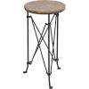 imageCreative CoOp Modern Metal Round Coffee Table with Marble Top Black and Tan