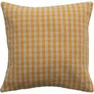 imageCreative CoOp Woven Recycled Cotton Blend Gingham Mustard and White Pillow Covers 18quot L x 18quot W x 1quot H Multicolor