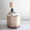 imageCreative CoOp Cotton Upholstered StoolOttoman with Pine Wood Base and Leopard Print Pattern Brown and Cream