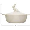 imageCreative CoOp Stoneware Bake Pan with Lid and Decorative Rabbit White