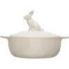 imageCreative CoOp Stoneware Bake Pan with Lid and Decorative Rabbit White