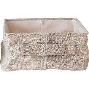 imageCreative CoOp Large Rectangular Hemp Fiber and Metal Bin with Cotton Canvas Lining and Handle Natural