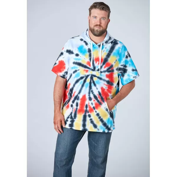 Liberty Blues by KingSize Mens Big ampamp Tall ShortSleeve HoodieDark Teal Tie Dye