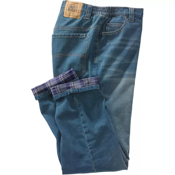Liberty Blues by Kingsize Mens Big ampamp Tall FlannelLined SideElastic JeansStonewash