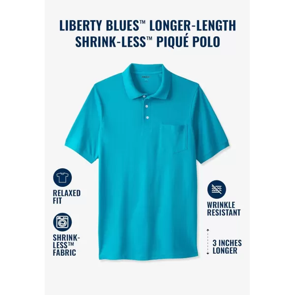 Liberty Blues by Kingsize Mens Big ampamp Tall LongerLength ShrinkLess Piqu PoloHeather Navy