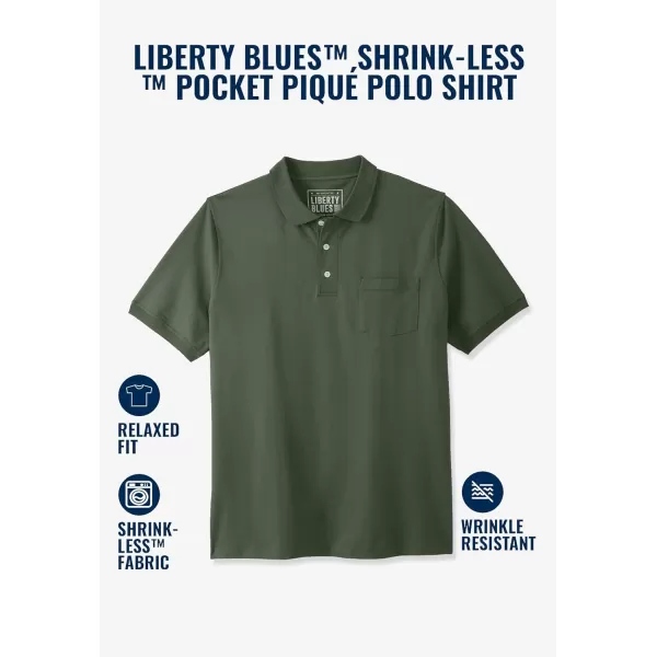 Liberty Blues by Kingsize Mens Big ampamp Tall ShrinkLess Pocket Piqu PoloBlack Ground Multi Stripe