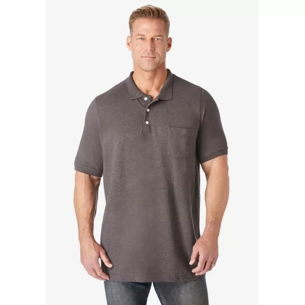 Liberty Blues by Kingsize Mens Big ampamp Tall ShrinkLess Pocket Piqu PoloBlack Ground Multi Stripe