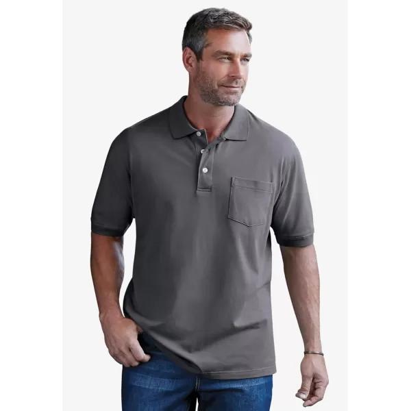 Liberty Blues by Kingsize Mens Big ampamp Tall ShrinkLess Pocket Piqu PoloHeather Slate