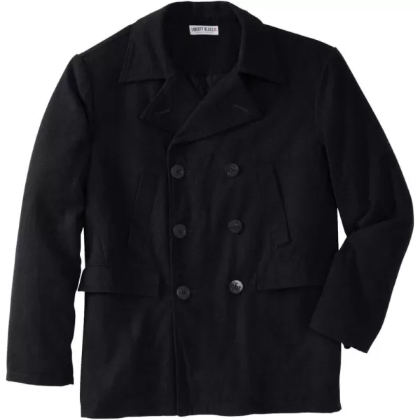 KingSize Liberty Blues Mens Big ampamp Tall DoubleBreasted Wool PeacoatBlack