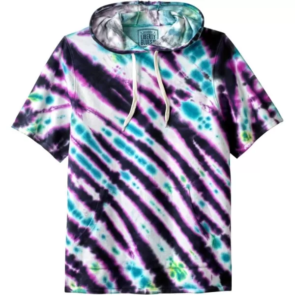 Liberty Blues by KingSize Mens Big ampamp Tall ShortSleeve HoodieDark Teal Tie Dye