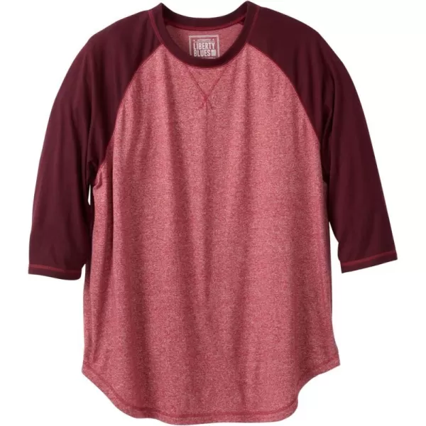 Liberty Blues by Kingsize Mens Big ampamp Tall Crewneck Raglan TeeDeep Burgundy