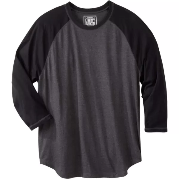 Liberty Blues by Kingsize Mens Big ampamp Tall Crewneck Raglan TeeHeather Black