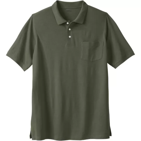 Liberty Blues by Kingsize Mens Big ampamp Tall LongerLength ShrinkLess Piqu PoloDeep Olive