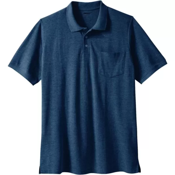 Liberty Blues by Kingsize Mens Big ampamp Tall LongerLength ShrinkLess Piqu PoloHeather Navy