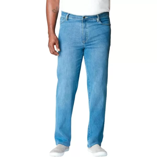 Liberty Blues by Kingsize Mens Big ampamp Tall RelaxedFit Stretch 5Pocket JeansLight Sanded Wash