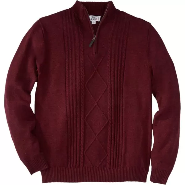 Liberty Blues by Kingsize Mens Big ampamp Tall Shoremans Quarter Zip Cable Knit SweaterBurgundy Marl