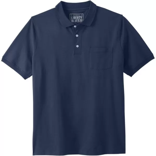 Liberty Blues by Kingsize Mens Big ampamp Tall ShrinkLess Pocket Piqu PoloHeather Navy