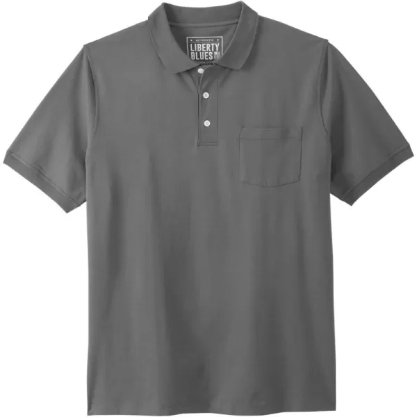 Liberty Blues by Kingsize Mens Big ampamp Tall ShrinkLess Pocket Piqu PoloHeather Slate