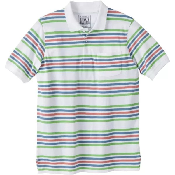 Liberty Blues by Kingsize Mens Big ampamp Tall ShrinkLess Pocket Piqu PoloStripe