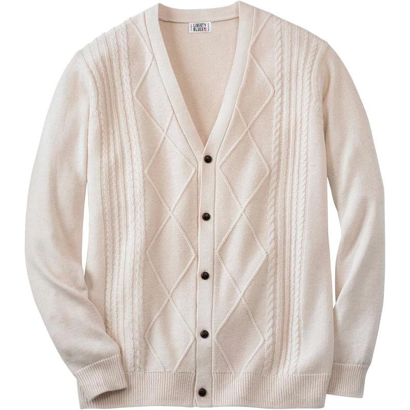 imageKingSize Mens Big ampamp Tall Shoremans Cardigan Cable Knit SweaterSand Stone
