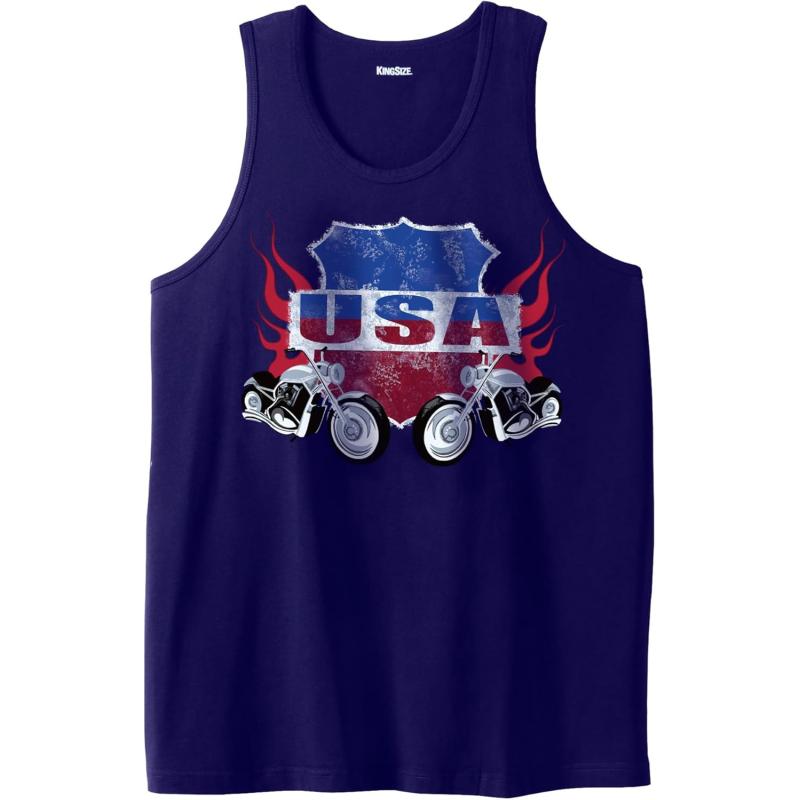 imageLiberty Blues by Kingsize Mens Big ampamp Tall Americana TankAmericana Motorcycle