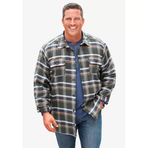 Boulder Creek by KingSize Mens Big ampamp Tall FleeceLined Flannel Shirt JacketBlack Plaid