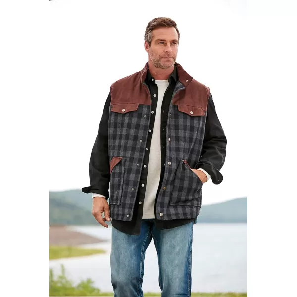 Boulder Creek by KingSize Mens Big ampamp Tall Plaid MultiPocket VestBuffalo Plaid