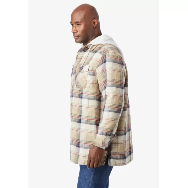 Boulder Creek by KingSize Mens Big ampamp Tall Removable Hooded Shirt JacketBordeaux Plaid