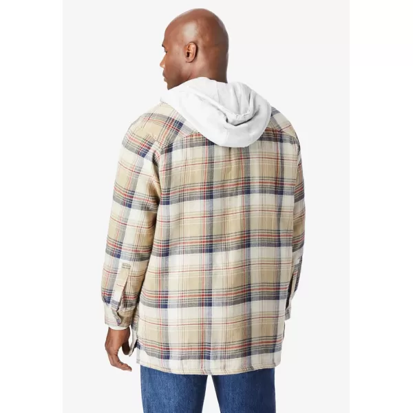 Boulder Creek by KingSize Mens Big ampamp Tall Removable Hooded Shirt JacketBordeaux Plaid