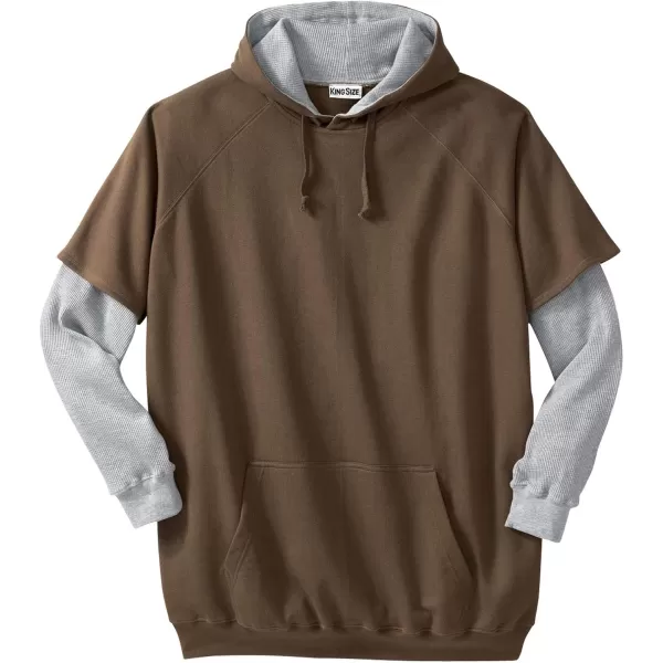 Boulder Creek by KingSize Mens Big ampamp Tall Tall ThermalLined Layered Look HoodieNavy