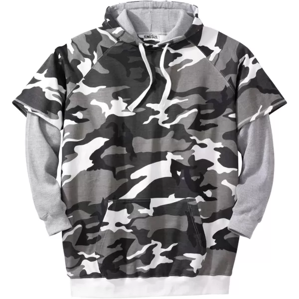 Boulder Creek by KingSize Mens Big ampamp Tall Tall ThermalLined Layered Look HoodieSteel Camo