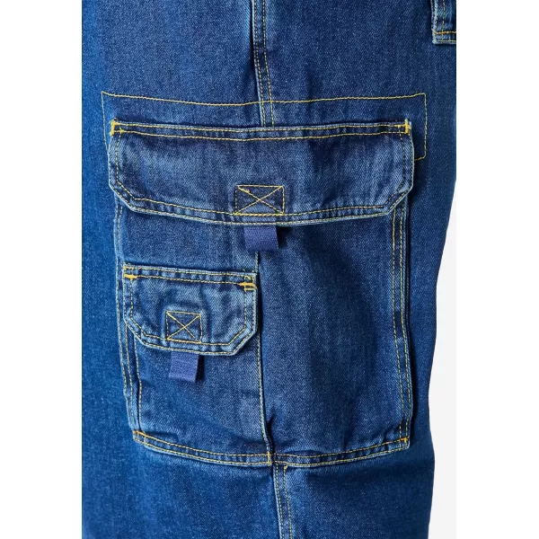 Boulder Creek by Kingsize Mens Big ampamp Tall 12quot Side Elastic Denim Cargo ShortsIndigo