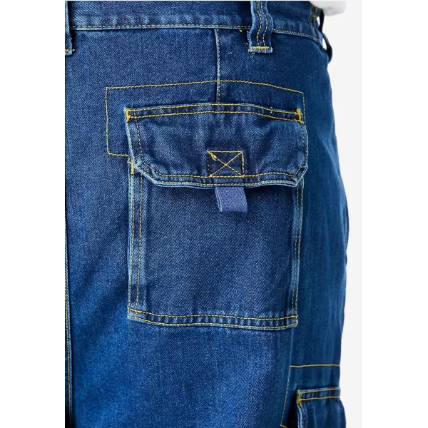 Boulder Creek by Kingsize Mens Big ampamp Tall 12quot Side Elastic Denim Cargo ShortsIndigo