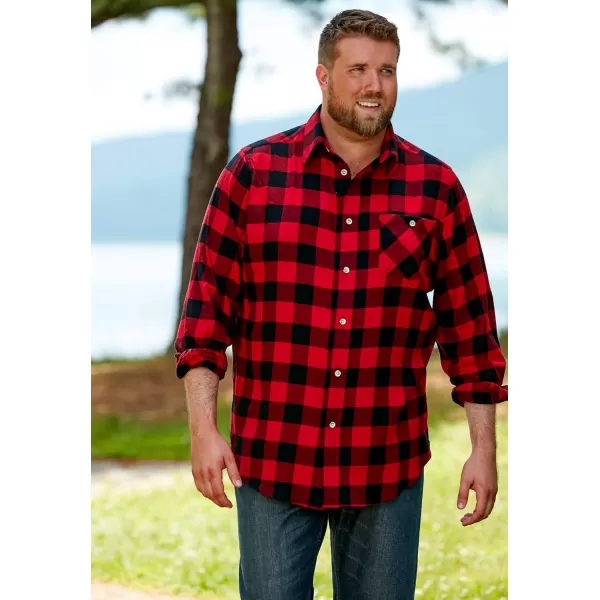 Boulder Creek by Kingsize Mens Big ampamp Tall Flannel ShirtBlack Buffalo Check