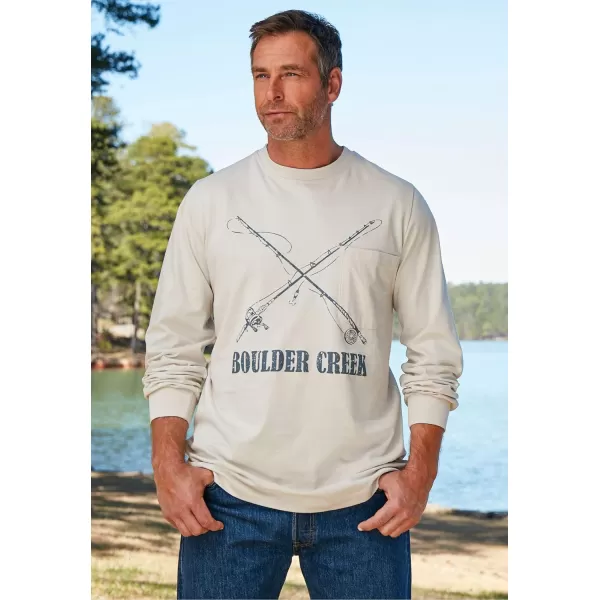 Boulder Creek by Kingsize Mens Big ampamp Tall Heavyweight Crewneck LongSleeve Pocket TShirtNavy